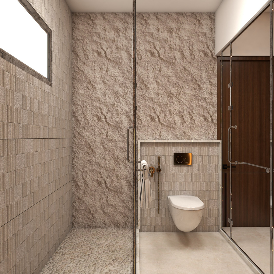 Bathroom Textured Wall & Mirror Details