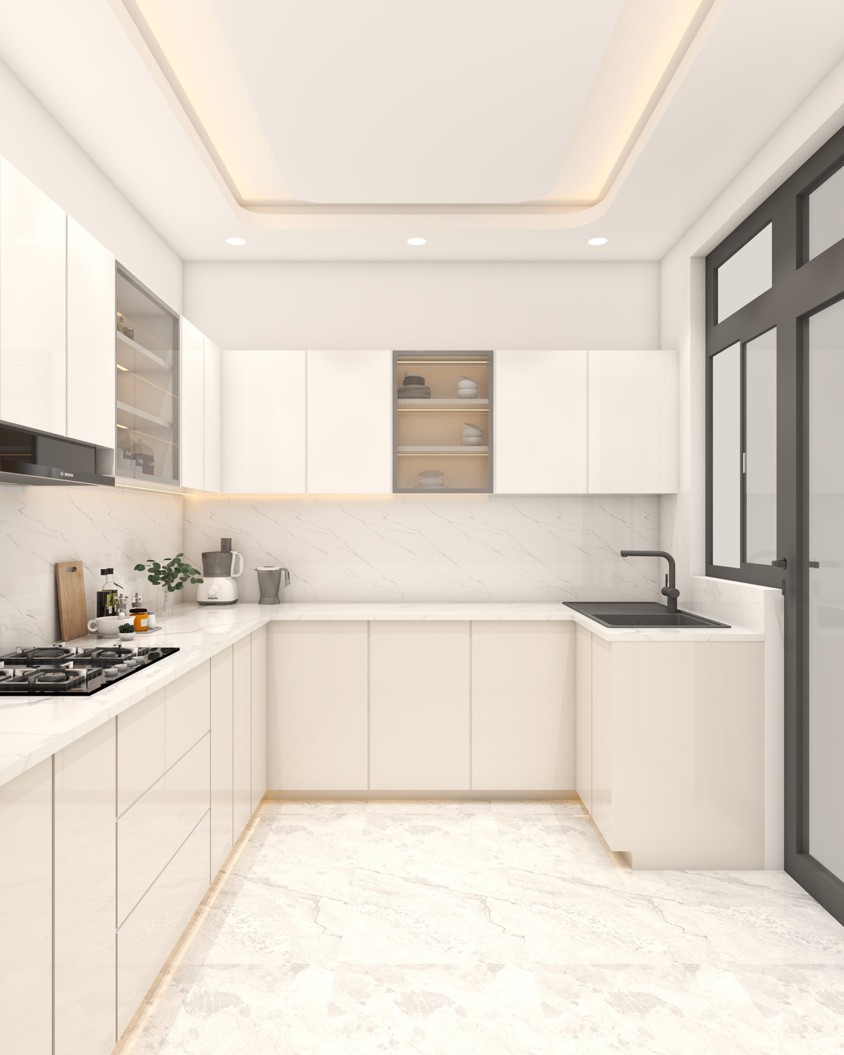 Modern U-Shaped Kitchen Render